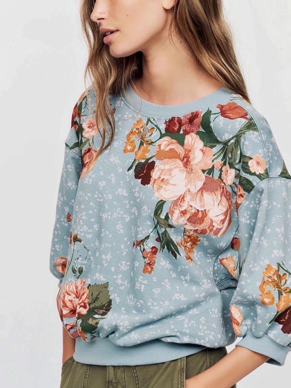 Pilcro Niki Bubble Sweatshirt Floral Bubble Sleeve Sweatshirt - Picture 3 of 5